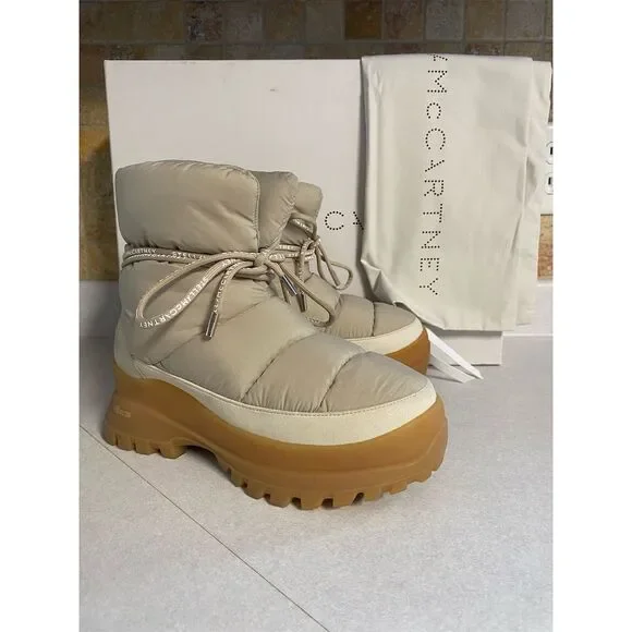 Stella McCartney Women's Beige Trace Puffy Snow Boots 36/6 - Picture 1 of 7